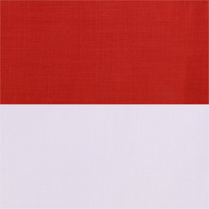 Top view of red and white Magic Cotton Kurta Fabric Set, highlighting contrast colors for versatile summer outfits.