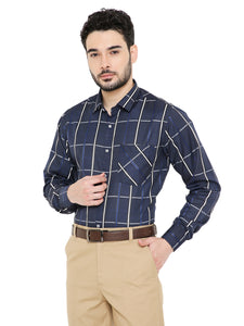 Maharaja Men's Slim Fit Checkered Shirt in Blue[MSS118]