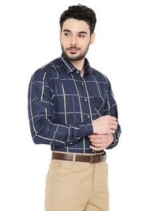 Maharaja Men's Slim Fit Checkered Shirt in Blue[MSS118]