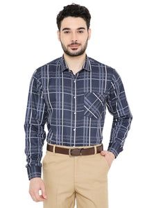 Maharaja Men's Slim Fit Checkered Shirt in Blue[MSS121]
