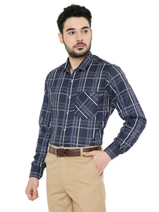 Maharaja Men's Slim Fit Checkered Shirt in Blue[MSS121]