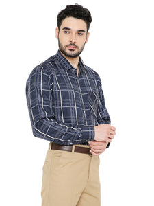 Maharaja Men's Slim Fit Checkered Shirt in Blue[MSS121]
