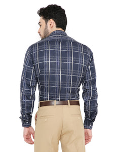 Maharaja Men's Slim Fit Checkered Shirt in Blue[MSS121]