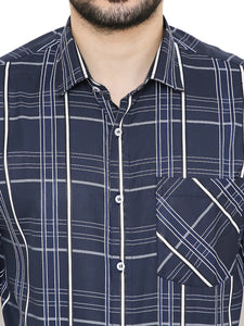Maharaja Men's Slim Fit Checkered Shirt in Blue[MSS121]