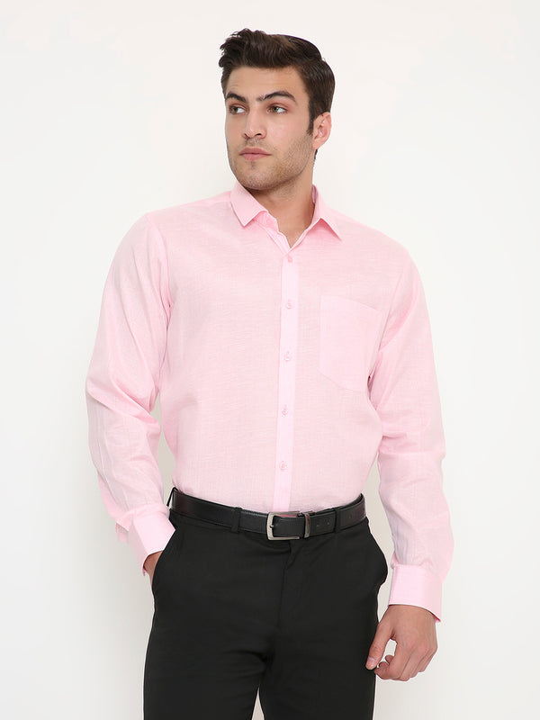 Poly Viscose Shiny Solid Slim Fit Shirt in Pink