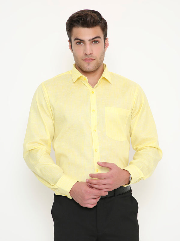 Poly Viscose Shiny Solid Slim Fit Shirt in Yellow