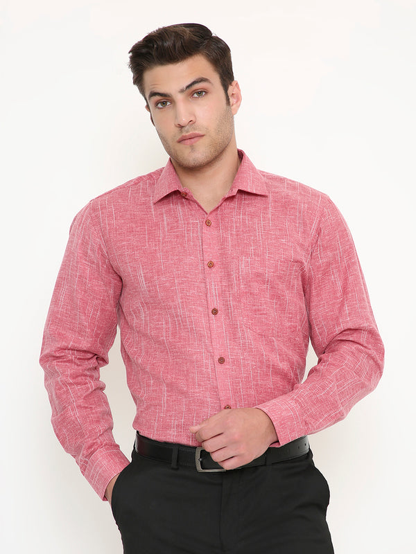 Poly Viscose Self Design Slim Fit Shirt in Red
