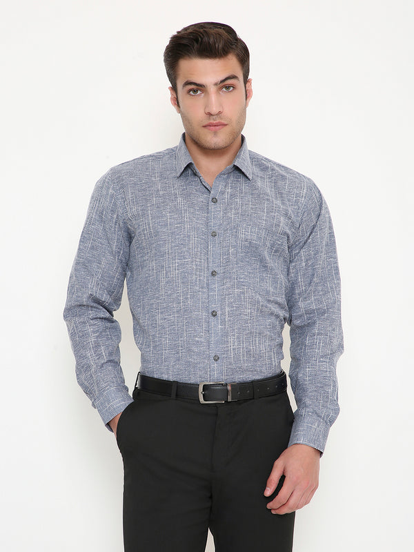 Poly Viscose Self Design Slim Fit Shirt in Grey