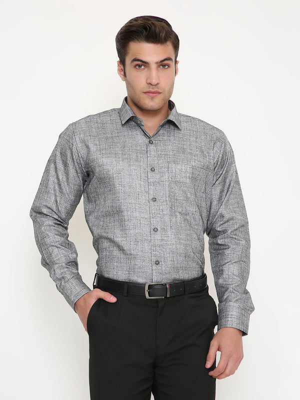 Poly Viscose Slim Fit Solid Shirt in Grey