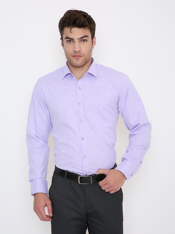 Poly Viscose Self Design Slim Fit Shirt in Lavender