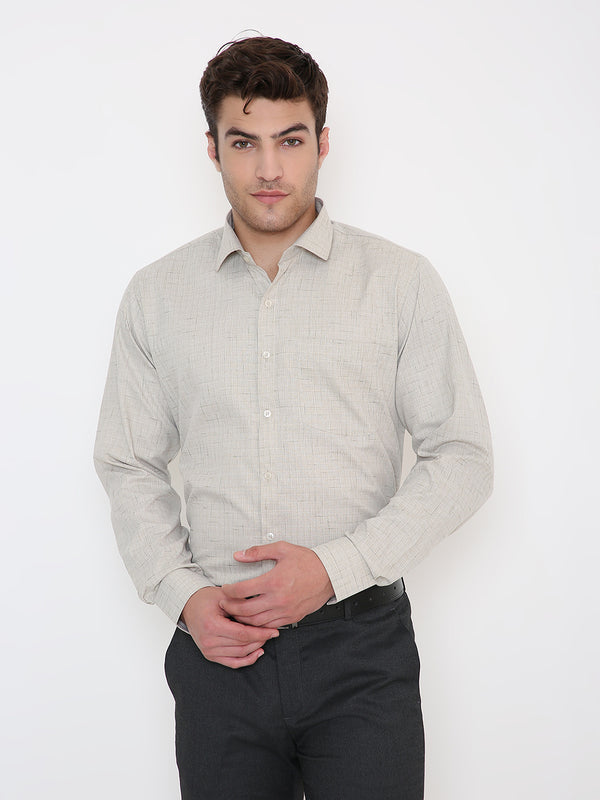 Poly Viscose Self Design Slim Fit Shirt in Sage Green