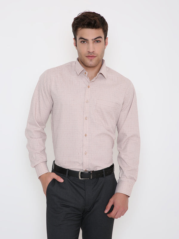 Poly Viscose Self Design Slim Fit Shirt in Onion Pink