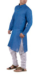 Blue Kurta Pyjama Set in Handloom Cotton [MSKP004]