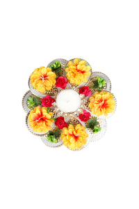 Silver Acrylic Flower Diwali Diya [DDS022]