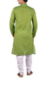 Green Kurta Pyjama Set in Handloom Cotton [MSKP002]