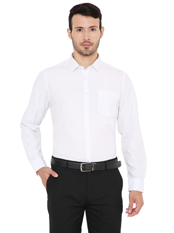 White Formal Shirt - Maharaja Slim Fit with chest pocket, long sleeves, and button closure, ideal for office or business wear.