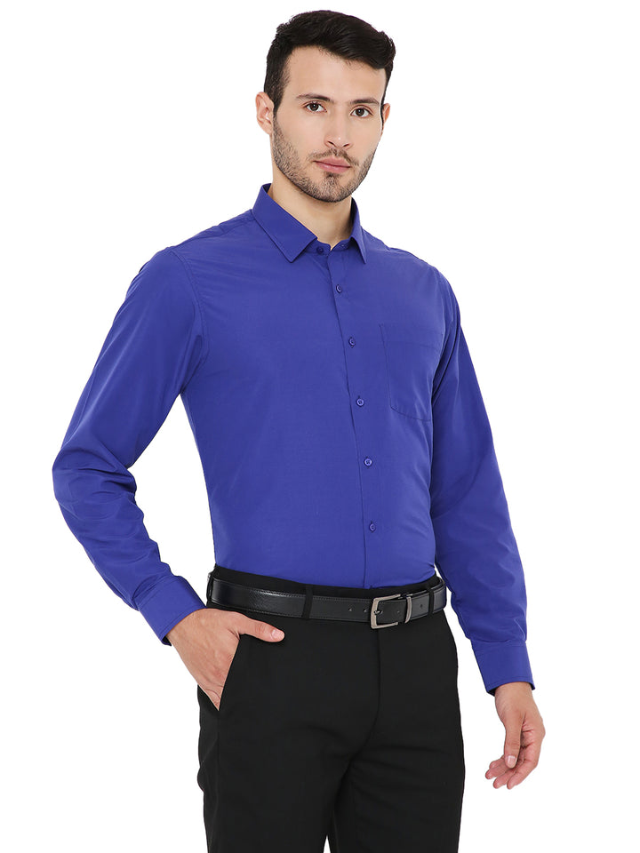 Comfortable Slim Fit Formal Blue Shirt - Dark Blue with button front and classic collar, perfect for business attire.