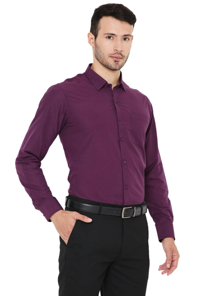 Dark Purple Slim Fit Shirt - Maharaja Formal with chest pocket and clean seams, combining comfort and elegance for daily office wear.