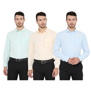 Combo of 3 Solid Pastel Polyester Slim Fit Formal Shirts for Men [MSCombo13]