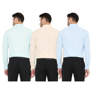 Combo of 3 Solid Pastel Polyester Slim Fit Formal Shirts for Men [MSCombo13]