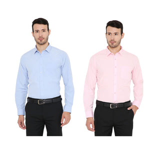 Combo of 2 Solid Polyester Slim Fit Formal Shirts for Men [MSCombo15]