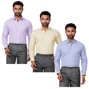 Combo of 3 Polyester Checkered Office Wear Shirts for Men [MSCombo29]