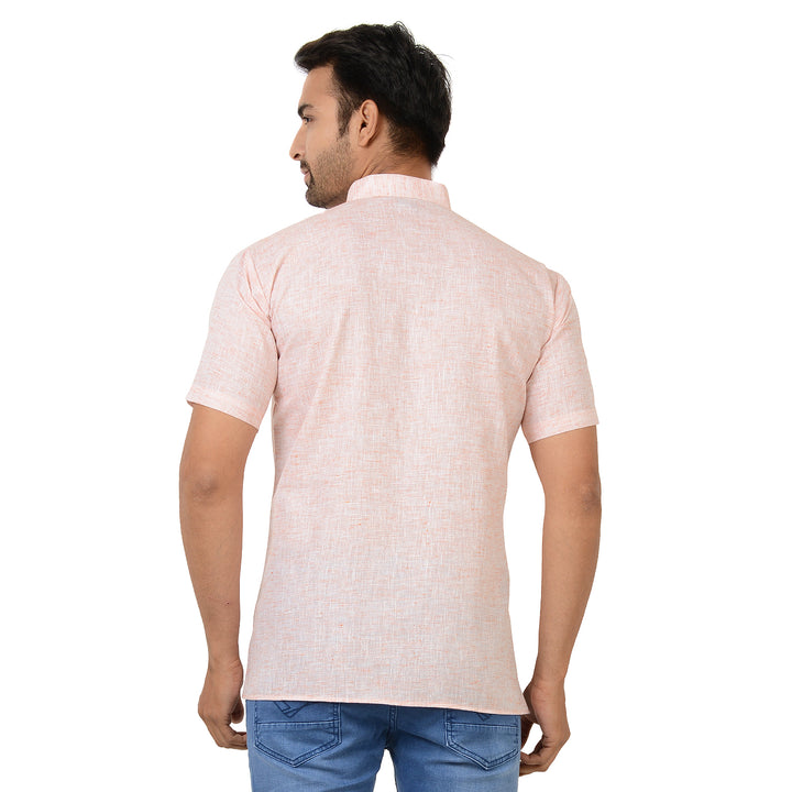 Back view of Orange Cotton Short Kurta showing straight hem and relaxed fit, suitable for daily traditional wear.