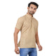 Handloom Cotton Regular Short Kurta in Khaki for Men [MSHK006]