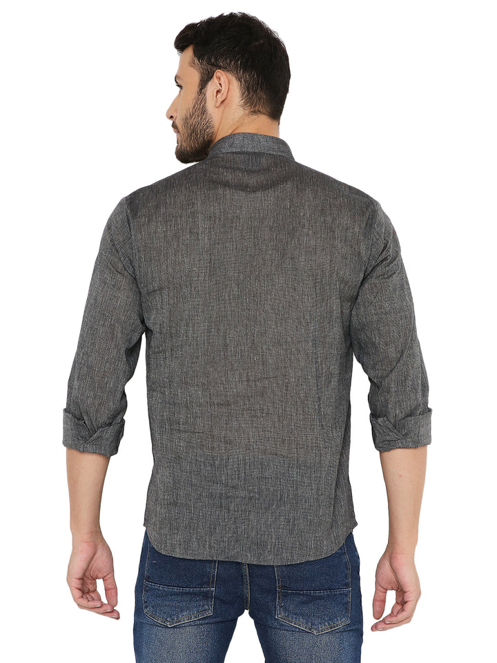 Back view of Black Cotton Kurta - Comfortable Fit | Lightweight, Breathable showing straight hem and breathable cotton fabric for summer wear.