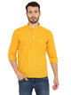 Handloom Cotton Regular Short Kurta with Full Sleeves in Yellow for Men [MSHK021]