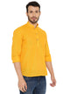 Handloom Cotton Regular Short Kurta with Full Sleeves in Yellow for Men [MSHK021]