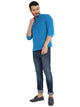 Handloom Cotton Regular Short Kurta with Full Sleeves in Blue for Men [MSHK023]