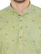 Linen Regular Short Kurta with Full Sleeves in Olive Green for Men [MSHK028]