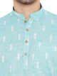 Linen Regular Short Kurta with Full Sleeves in Blue for Men [MSHK031]
