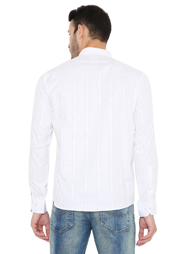 Back view of White Linen Kurta - Summer Comfort showing lightweight fabric and relaxed fit for breathable summer wear.