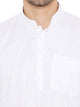 Linen Regular Short Kurta with Full Sleeves in White for Men [MSHK034]