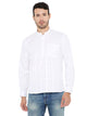 Linen Regular Short Kurta with Full Sleeves in White for Men [MSHK035]