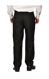 Black PolyViscose Pleated Parallel Fit Trousers [JTR1014]