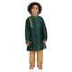 Kids Art Silk Side Button Kurta Pyjama Set in Green for Boys [MSKKP012]