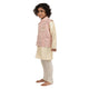 Kids Art Silk Cream Kurta Pyjama Set with Red Embroidered Jacker for Boys [MSKKP022]