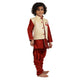 Maharaja Kids Art Silk Red Kurta Pyjama Set with Gold Jacket for Boys [MSKKP024]