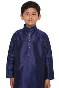 Maharaja Kids Banarasi Dupion Silk Kurta Pyjama Set in Dark Blue for Boys [MSKKP027]