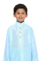 Maharaja Kids Banarasi Dupion Silk Kurta Pyjama Set in Blue for Boys [MSKKP029]