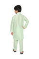 Maharaja Kids Banarasi Dupion Silk Kurta Pyjama Set in Green for Boys [MSKKP031]