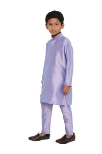 Maharaja Kids Banarasi Dupion Silk Kurta Pyjama Set in Lilac for Boys [MSKKP032]