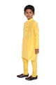 Maharaja Kids Banarasi Dupion Silk Kurta Pyjama Set in Yellow for Boys [MSKKP033]