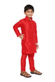 Maharaja Kids Banarasi Dupion Silk Kurta Pyjama Set in Red for Boys [MSKKP034]