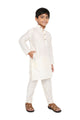 Maharaja Kids Banarasi Dupion Silk Kurta Pyjama Set in White for Boys [MSKKP036]