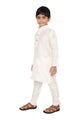 Maharaja Kids Banarasi Dupion Silk Kurta Pyjama Set in White for Boys [MSKKP036]