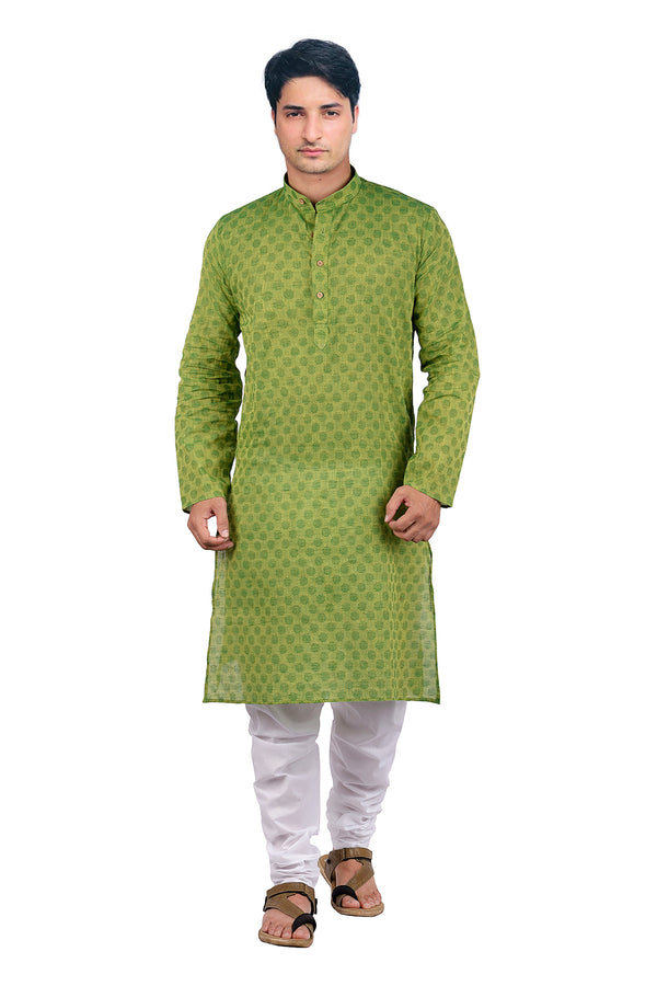 Handloom Cotton Kurta in Green